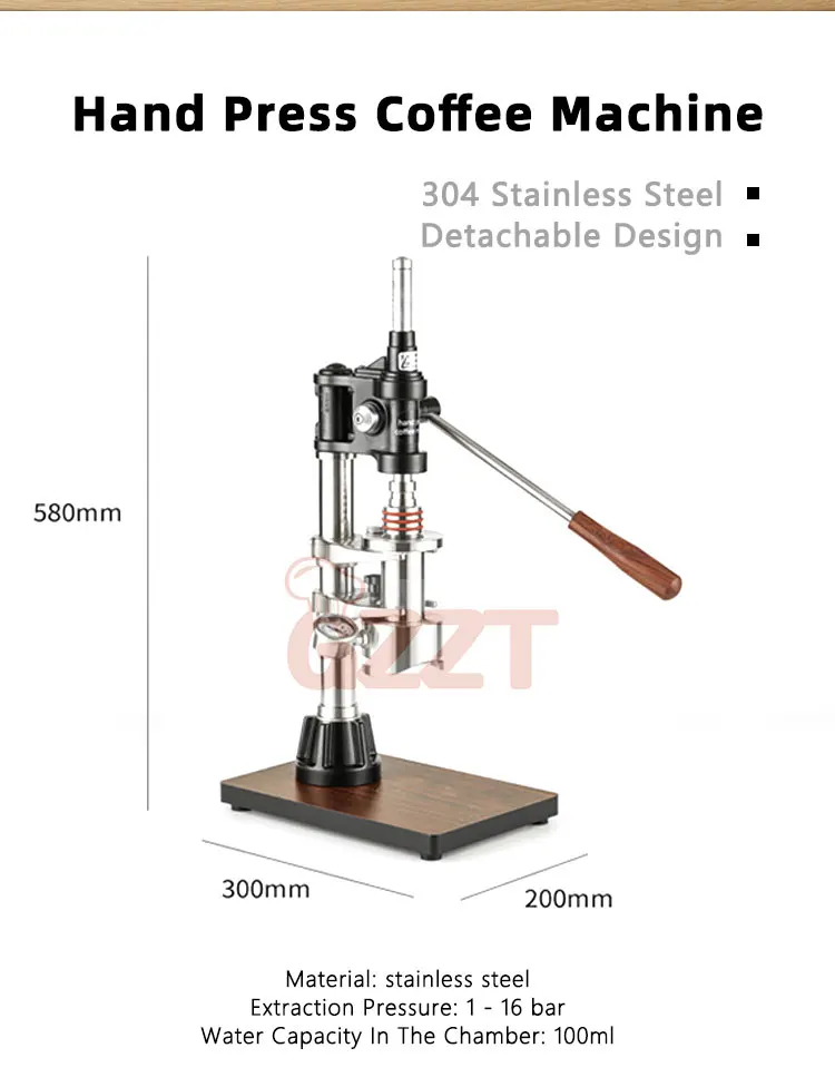 1-16 Bar Extraction Variable Pressure Lever Coffee Maker Hand-pressed Coffee Machine 304 Stainless Steel Manual Espresso - Image 3