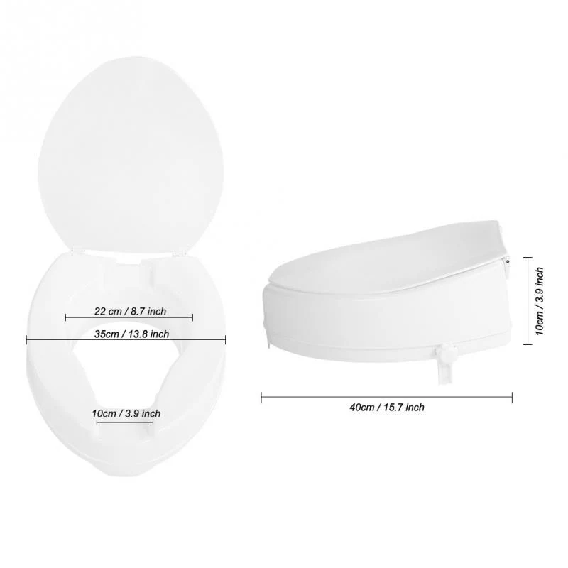 10cm Portable Raised Toilet Seat Elevated Toilet Seat Riser Removable Comfortable support Assists Disabled Elderly - Image 5
