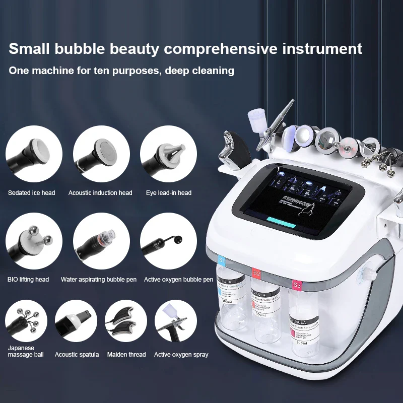 11 In 1 Dermabrasion facial Machine H2o2 Aqua Peeling Lift Skin Bubble Moisturizer Oxygen Machine - Image 2