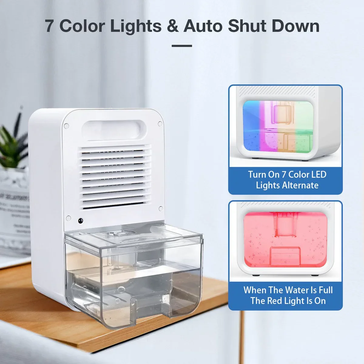 1100ML Large Capacity Dehumidifier Portable Moisture Absorbers Timing Colorful Light Quiet Air Dryer For Home Bedroom Bathroom - Image 3