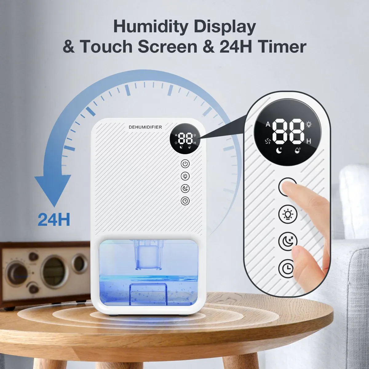 1100ML Large Capacity Dehumidifier Portable Moisture Absorbers Timing Colorful Light Quiet Air Dryer For Home Bedroom Bathroom - Image 5