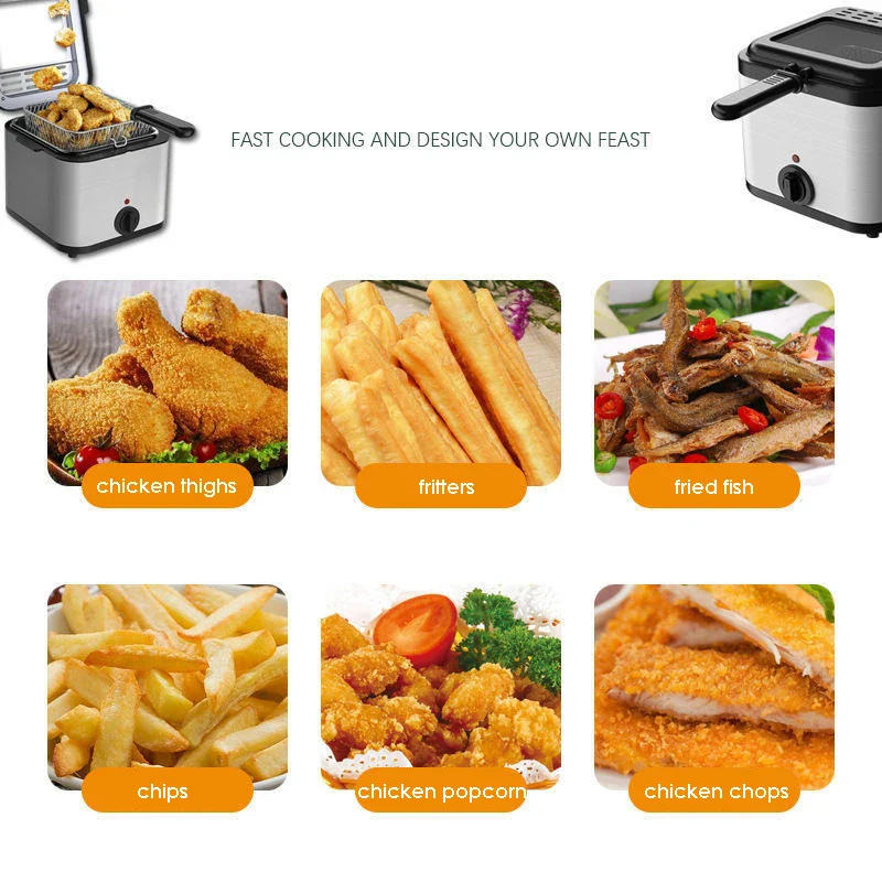 110V/220V Electric Deep Fryer 2.5L Deep Frying Pan Heating Oil Pot French Fires Fried Chicken Machine 1000W - Image 4