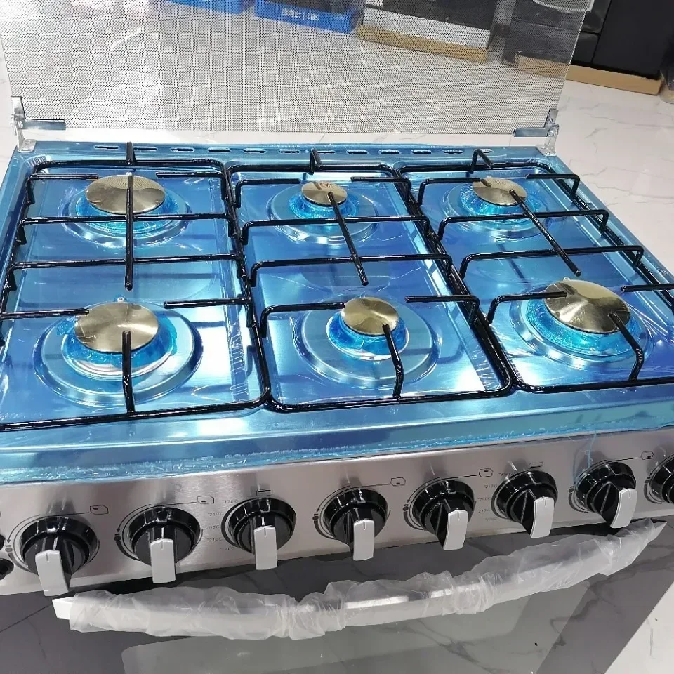 120L Gas Stove Strong Fire Power 6-Burner Freestanding Gas Cooker Range Stove with Oven for Home Kitchen Restaurant - Image 3