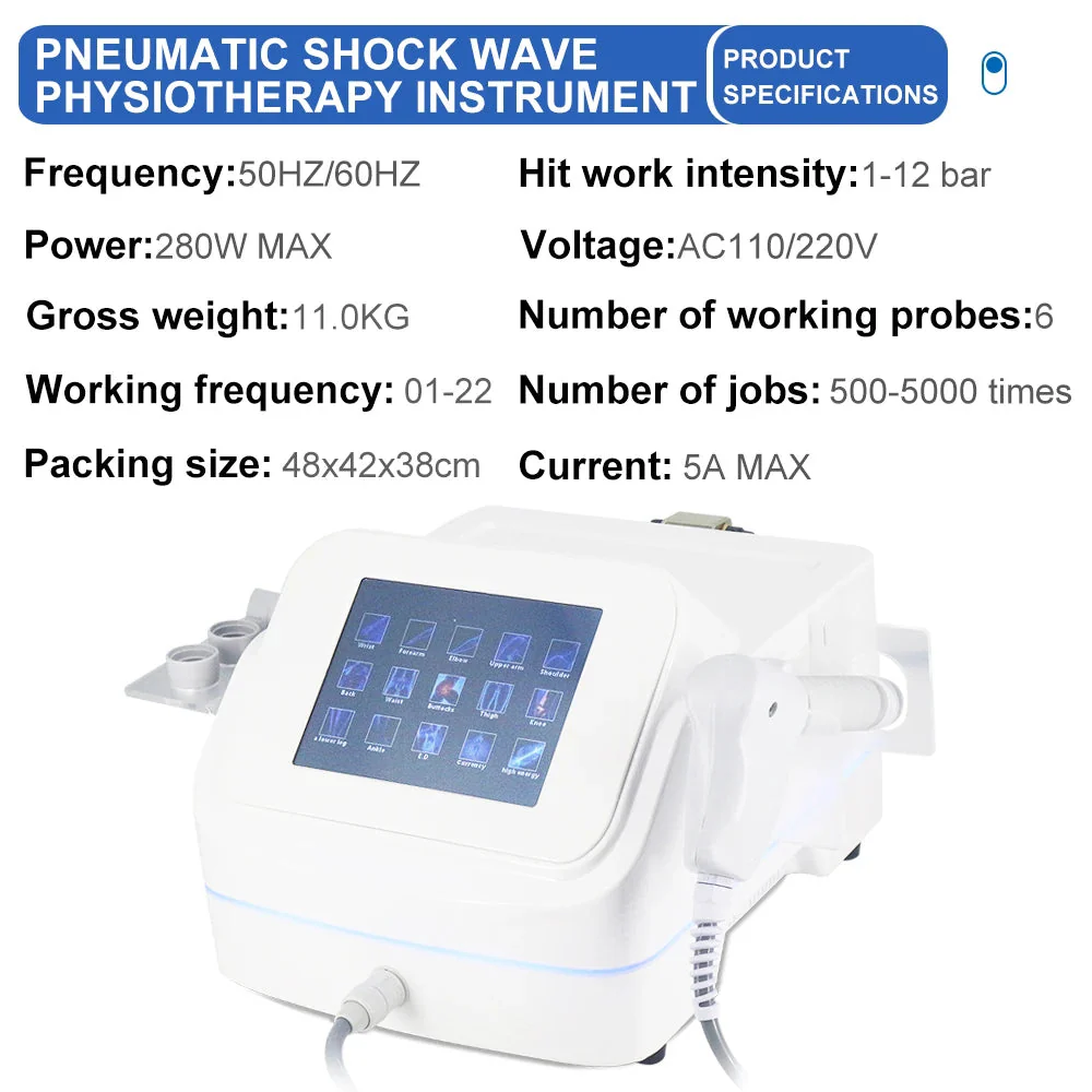 12Bar Pneumatic Shockwave Therapy Machine For 2023 New ED Treatment Pain Relief Professional Shock Wave Body Relaxation Massager - Image 4