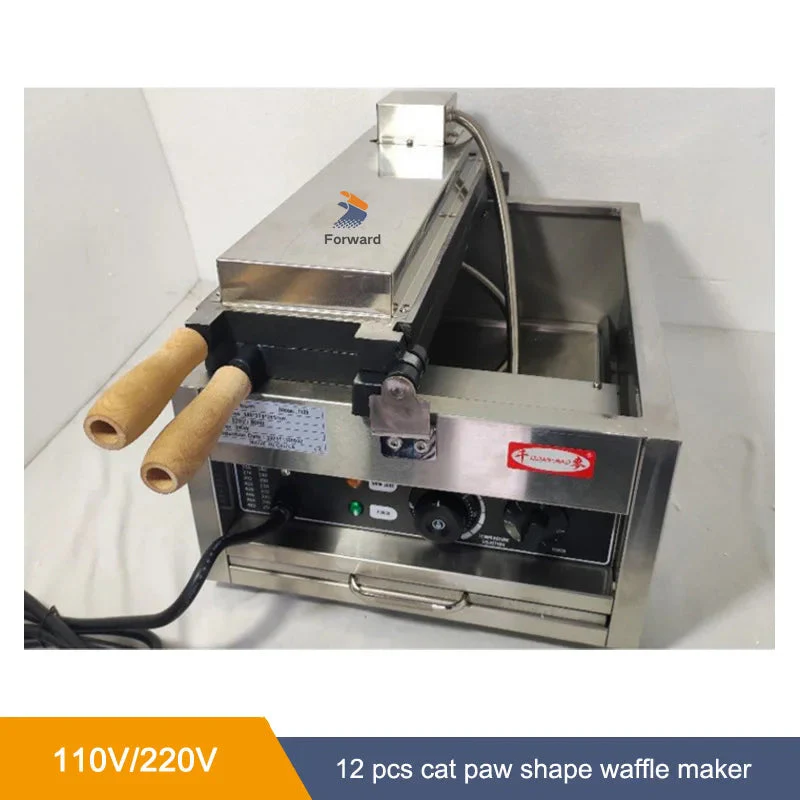 12pcs Two Rows Commercial Lovely Dog Cat Paw Shaped Waffle Maker Electric Cartoon Tiger Paw Egg Puff Waffle Iron Machine - Image 3
