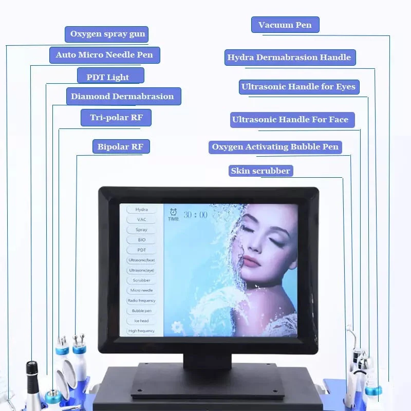 14 in 1 Oxygen Water Dermabrasion Facial Cleansing Skin Rejuvenation Beauty Equipment - Image 6