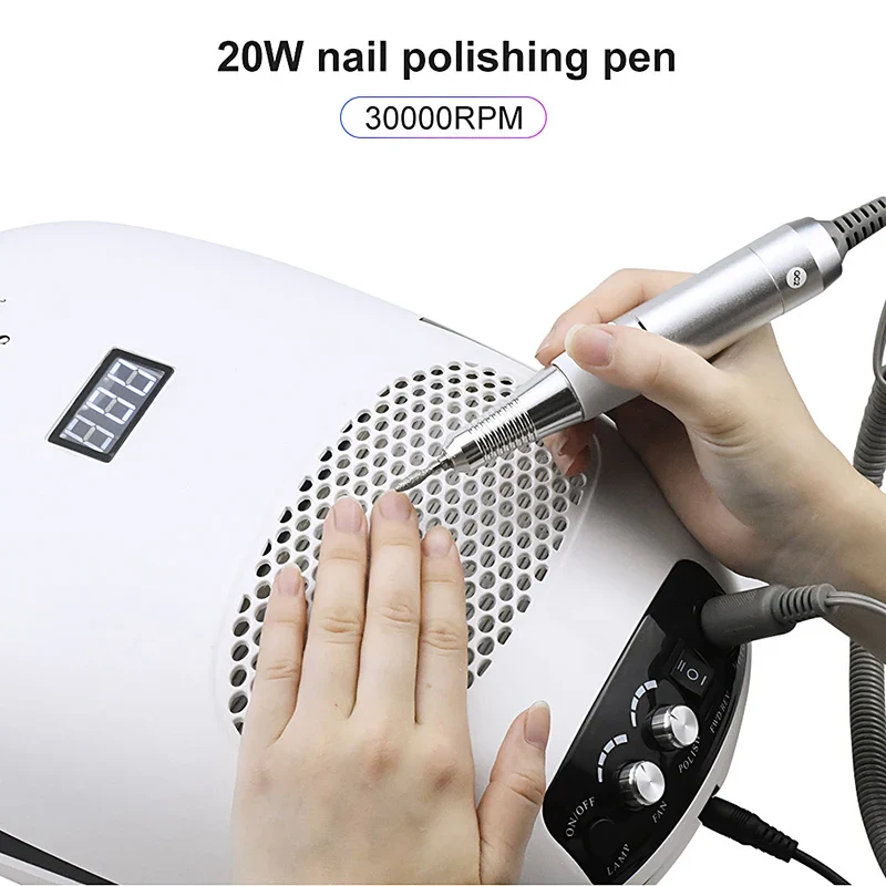 140W Professional 3-IN-1 Nail Drill Manicure Machine & Nail Lamp Dryer & Strong Suction Nail Vacuum Cleaner For Nail Salon Tool - Image 2