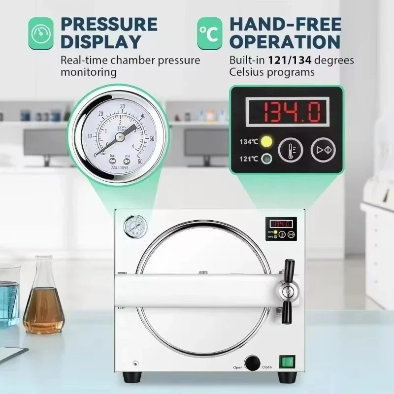 18L Dental Steam Autoclave Sterilizer Commercial Electric Stainless Steel English Interface - Image 4