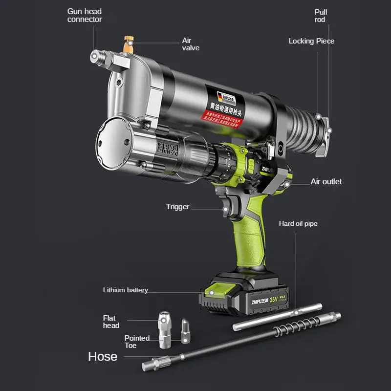 2 in 1 25VF Electric grease gun nozzle modified for electric drill full-automatic lithium battery high voltage excavator - Image 4