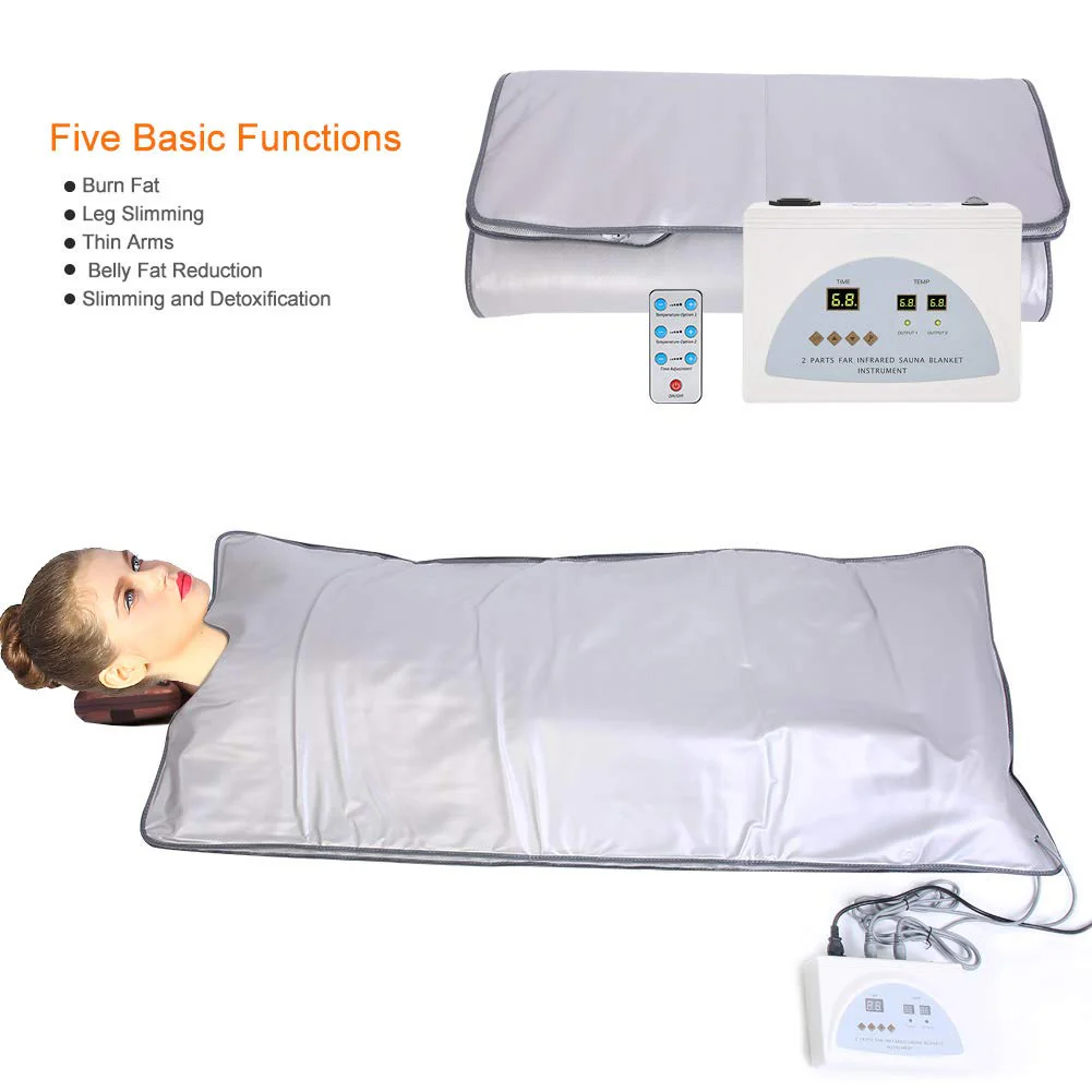 2 Zone FIR Sauna Far Infrared Body Slimming Sauna Blanket Heating Therapy Slim Bag Spa Weight Loss Body Detox Machine - Image 6