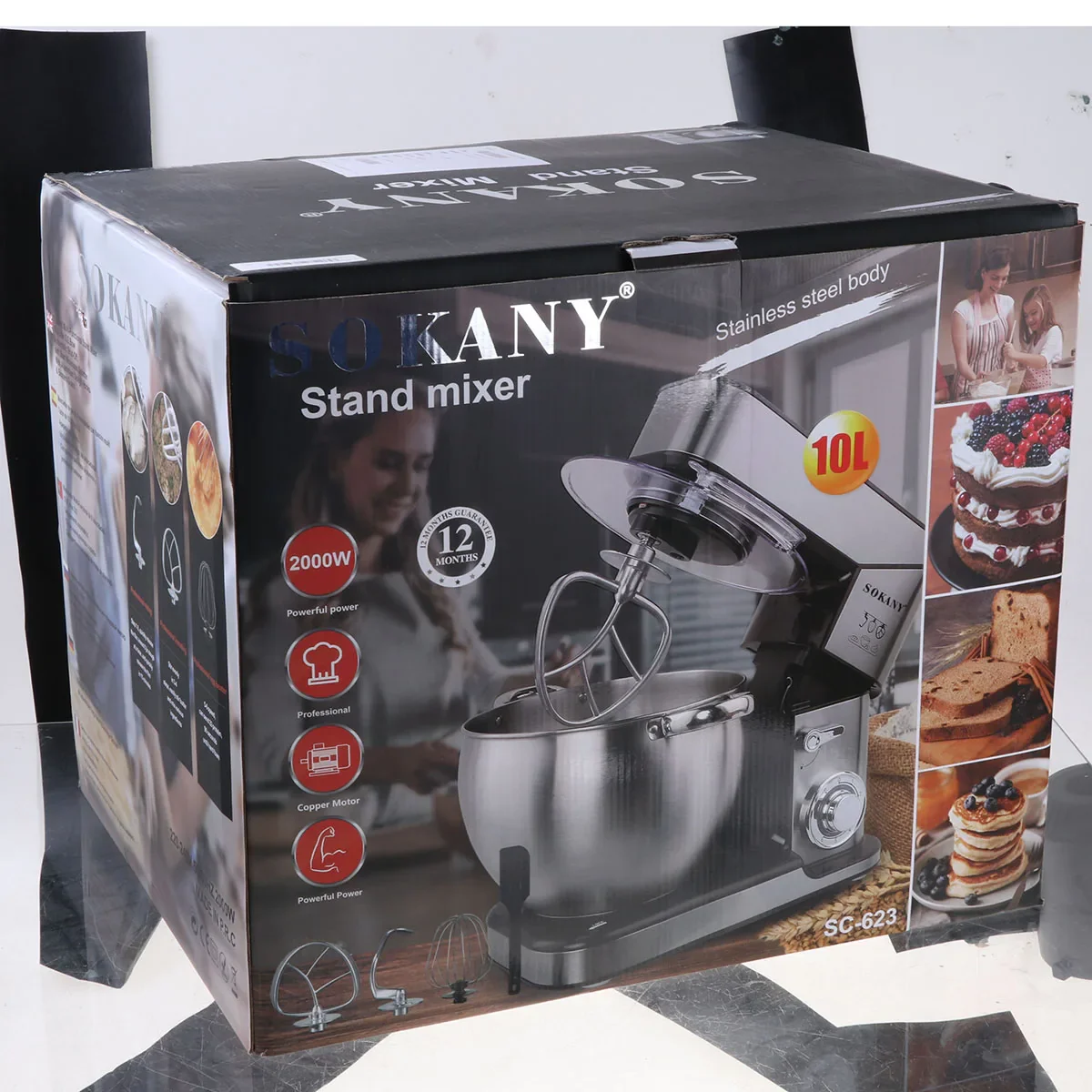2000W Stand Mixer 10L Stainless Steel Bowl 6speed Kitchen Food Blender Cream Egg Whisk Cake Maker Dough Chef Kneader Bread Mixer - Image 6