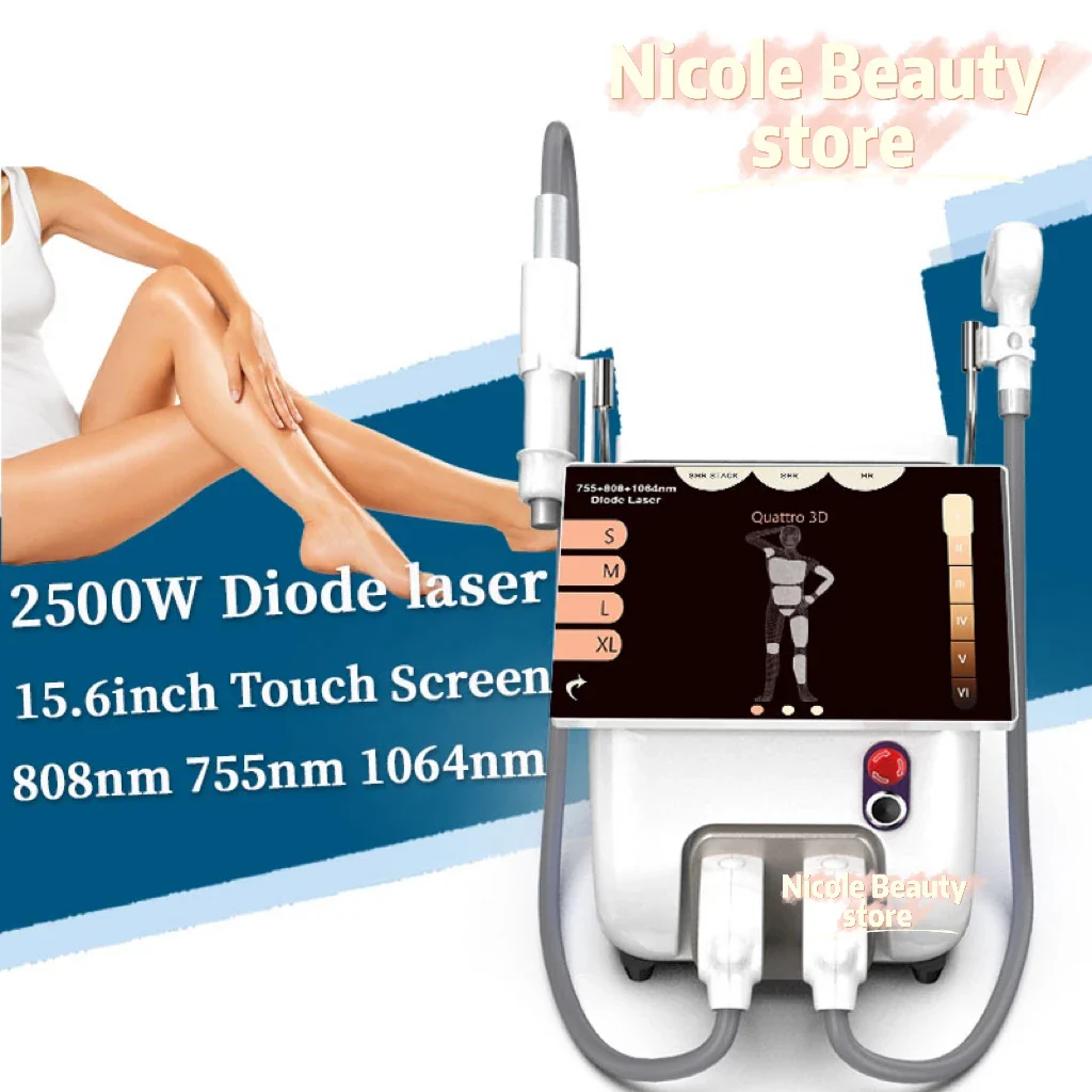 Newest 15.6 inch 2 in 1 Laser Hair Removal Diode 755 808 1064 3 Wavelength Beauty Machine 2500W Professional 1 or 2 handles - Image 2