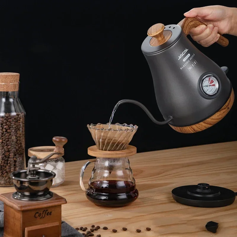 220v 110v 1L Electric Kettle 304 Stainless Steel Gooseneck Spout Pour-Over Coffee Pot Slim Teapot With Thermometer - Image 2