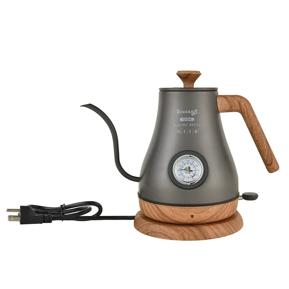 220v 110v 1L Electric Kettle 304 Stainless Steel Gooseneck Spout Pour-Over Coffee Pot Slim Teapot With Thermometer - Image 4