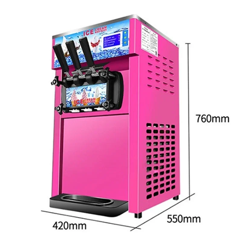 220V 1200W Desktop Commercial Soft Serve Ice Cream Machine Soft Ice Cream Maker Three-color Ice Cream Making Machine ZM-168 Hot - Image 3