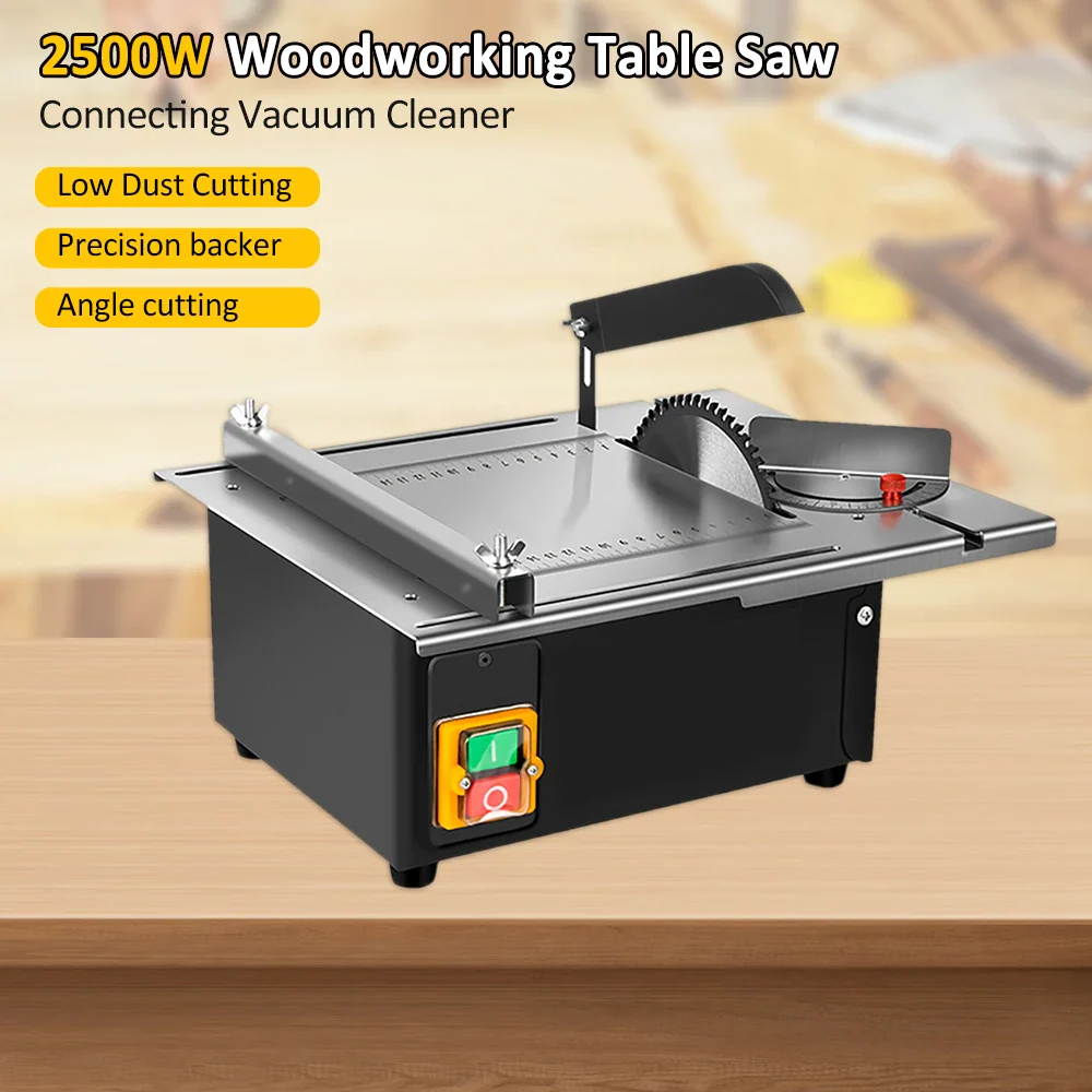 2500W Woodworking Table Saw Upgraded Stainless Steel Table Top with Angle Ruler and Adjustable Backing 180° angle Adjustable - Image 2