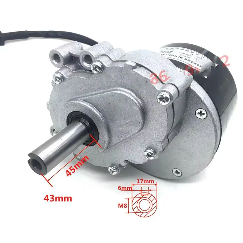 250w 24v low speed brush motor with extended shaft DC gear brush motor for wheelchair - Image 2