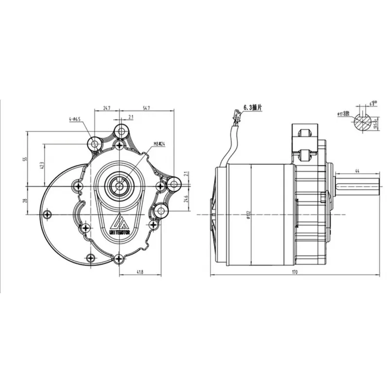 250w 24v low speed brush motor with extended shaft DC gear brush motor for wheelchair - Image 3