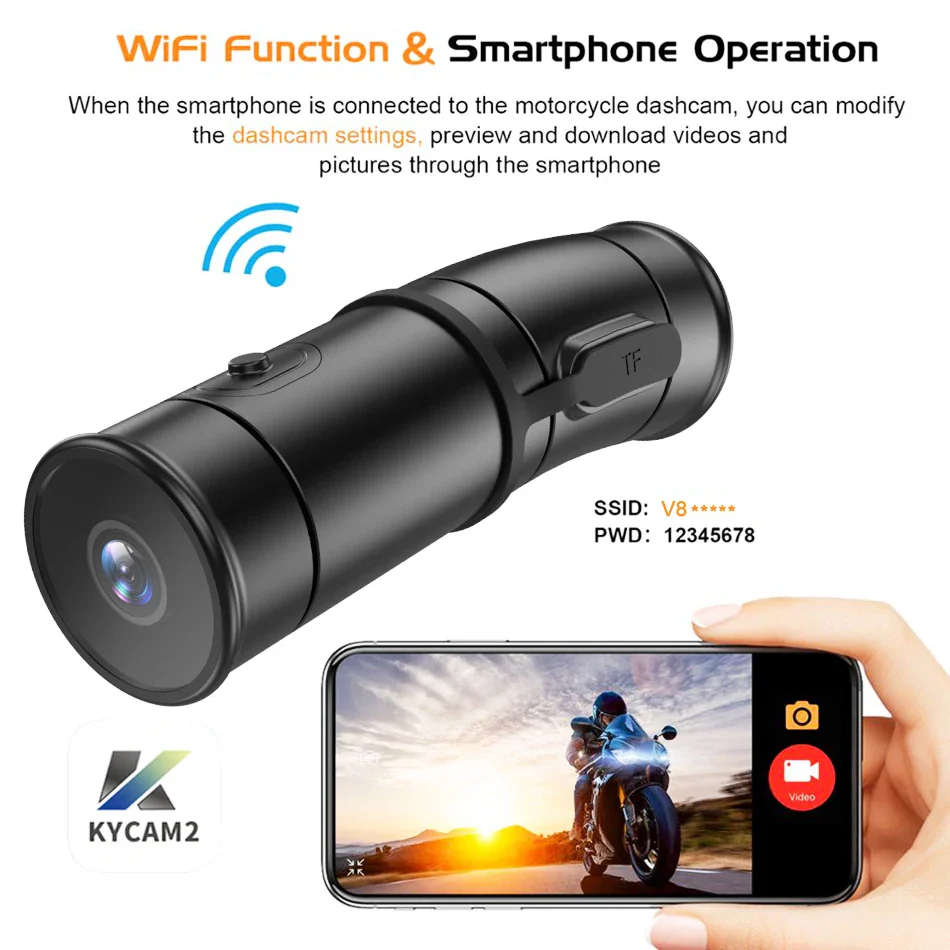 2k Motorcycle Camera Remote Control Vlog Video Recorder Dashcam 1440P Motor Bicycle Helmet Camera Wifi Bike DVR Night Vision Cam - Image 6