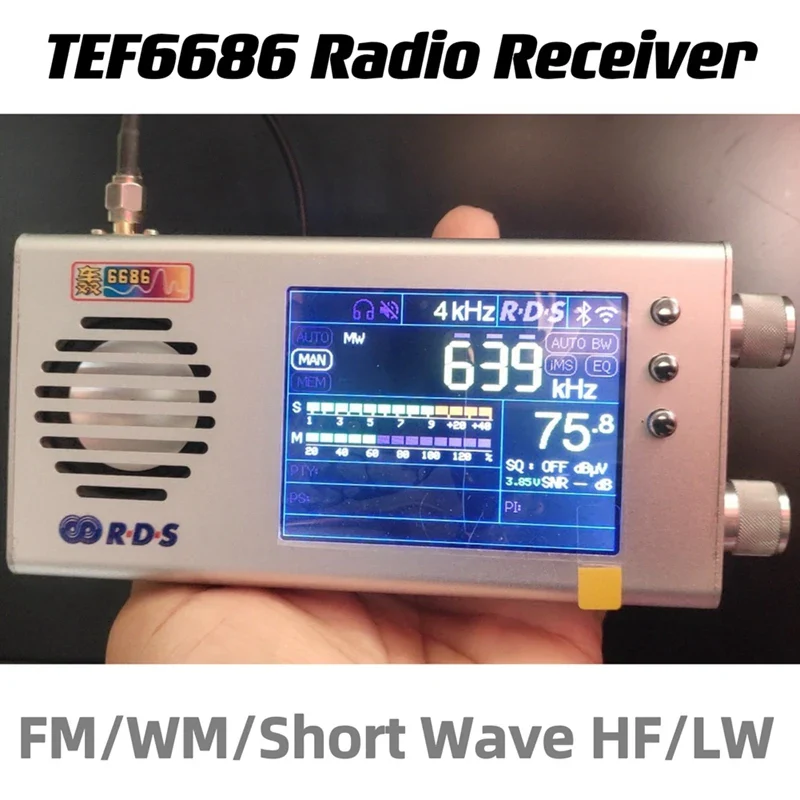 2Nd Generation TEF6686 FM/MW/Short Wave HF/LW Radio Receiver V1.18 Firmware 3.2Inch LCD + Metal Case + Speaker - Image 4