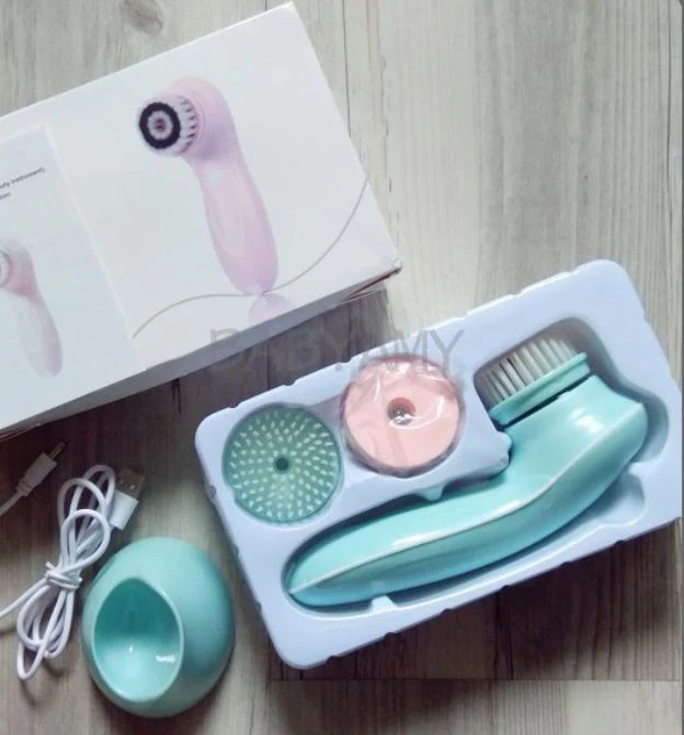 3 head / set of multi-function electric facial cleanser USB rechargeable face cleaning brush machine facial skin care tools blue - Image 2