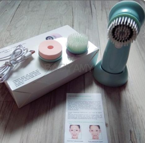 3 head / set of multi-function electric facial cleanser USB rechargeable face cleaning brush machine facial skin care tools blue - Image 3