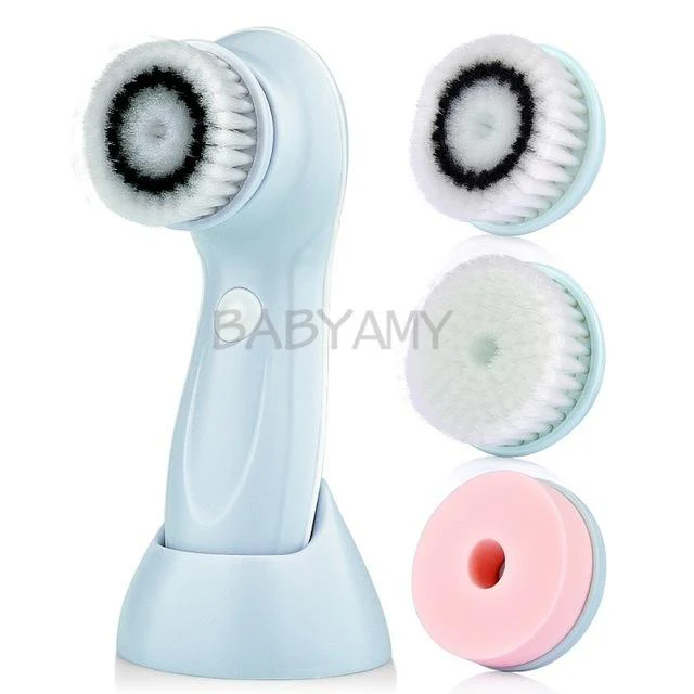 3 head / set of multi-function electric facial cleanser USB rechargeable face cleaning brush machine facial skin care tools blue - Image 4