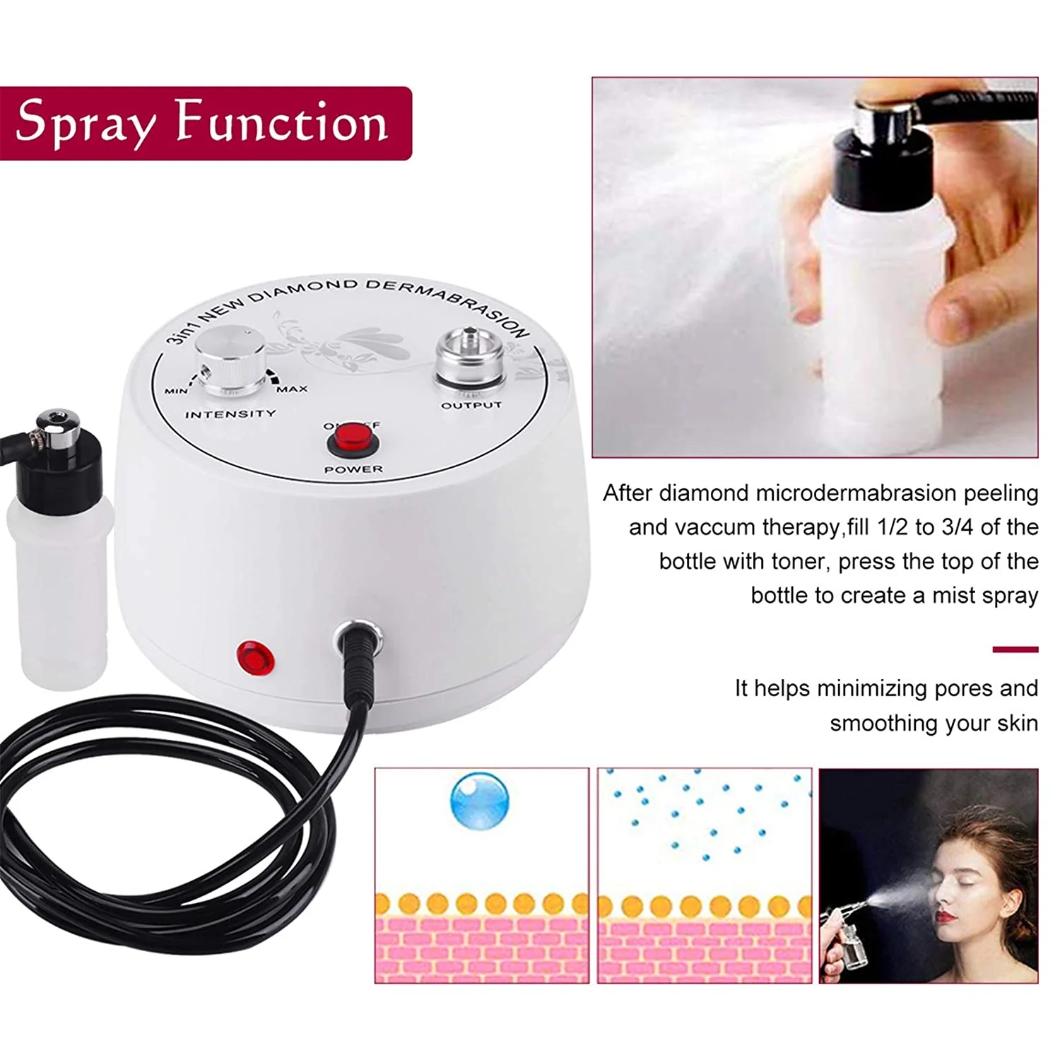 3 in 1 Diamond Microdermabrasion Peel Machine Water Spray Exfoliation Dermabrasion Machine Removal Wrinkle Facial Peeling For SPA - Image 11