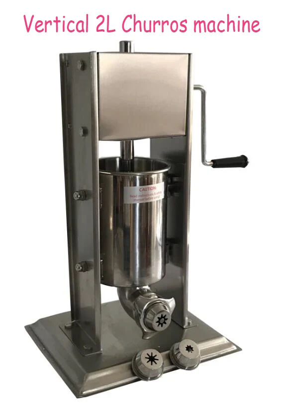 304 stainless steel 3L Manual Churros Maker Machine with 3 size nozzles 2 in 1 sausage stuffer - Image 2