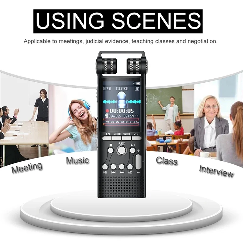 32GB Recorder Metal Conference Digital HiFi Definitions Recording Noise Reduction 1536Kbps Line In Record Sound TF Card Dual MIC - Image 2