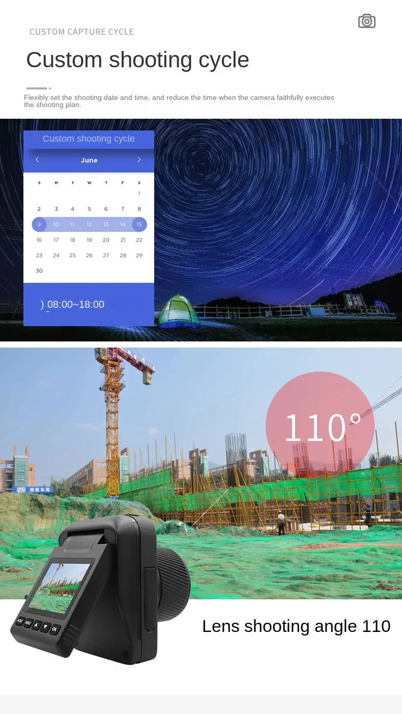 4K Time Lapse Camera IP66 Waterproof Construction Timer Outdoor Courtyard Plant Survey Night Vision Full-color Time-lapse Cam - Image 5