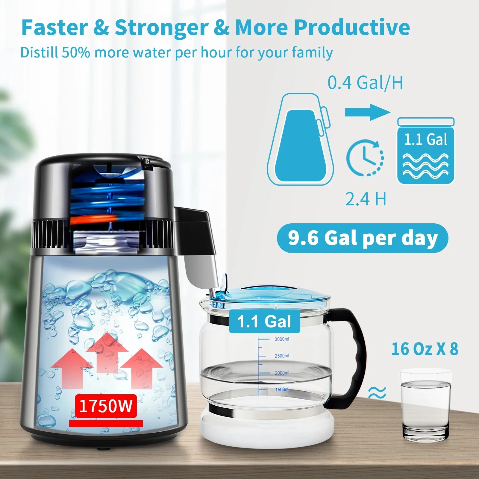 4L Water Distiller Purifier Filter 1.5L/H 1L/H For Drinking Dual Temp Display Stainless Steel Cooler Office Home Use - Image 3
