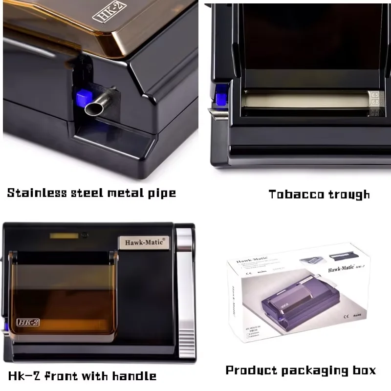 5.5/6.5/8mm Tube Electric Cigarette Rolling Machine with Tray HK-2 Automatic Tobacco Roller Filling Maker Smoking Accessories - Image 6