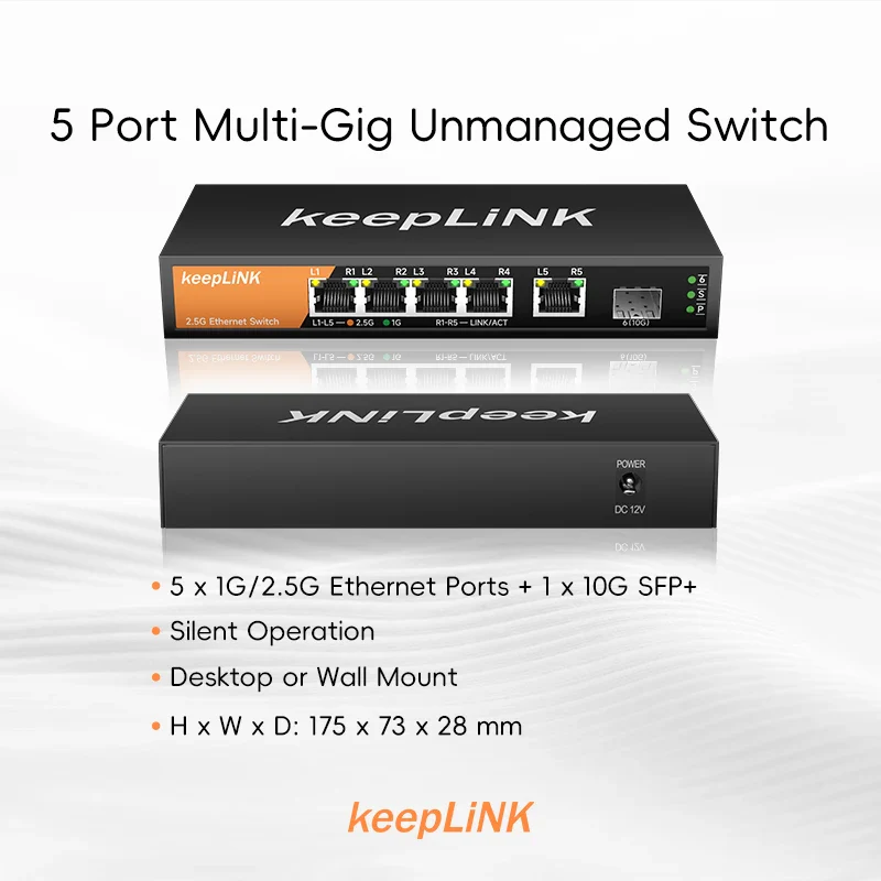 5-Port Multi-Gigabit 2.5Gbps Unmanaged Plug and Play Network Ethernet 2.5G Switch - Image 2