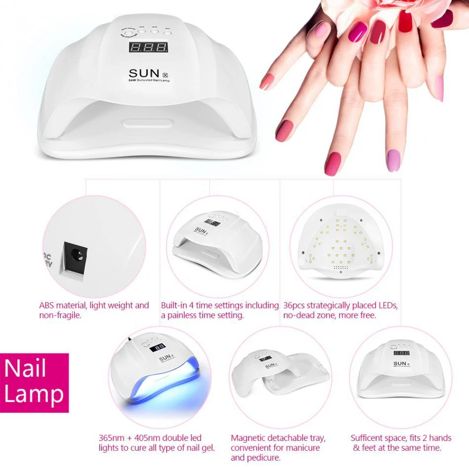 54W SUN X UV LED Nail Lamp Dryer Manicure Machine 36 LEDs Nail Dryer Lamp for Nail Gel Polish Drying Curing with Smart Sensor - Image 8