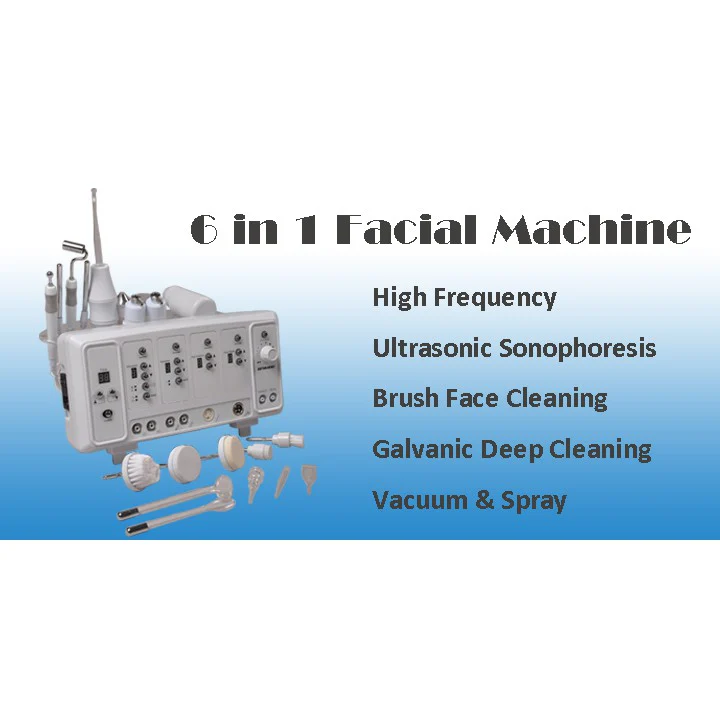 6 in 1 Ultrasonic Facial Massager High Frequency Brush Cleanser Galvanic Machine - Image 7