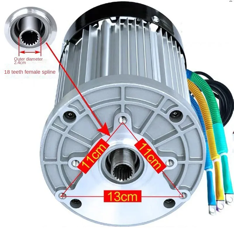 60V/72V 3000W 4600RPM permanent magnet brushless DC motor differential speed electric vehicles, machine tools, DIY Accessories Y - Image 3