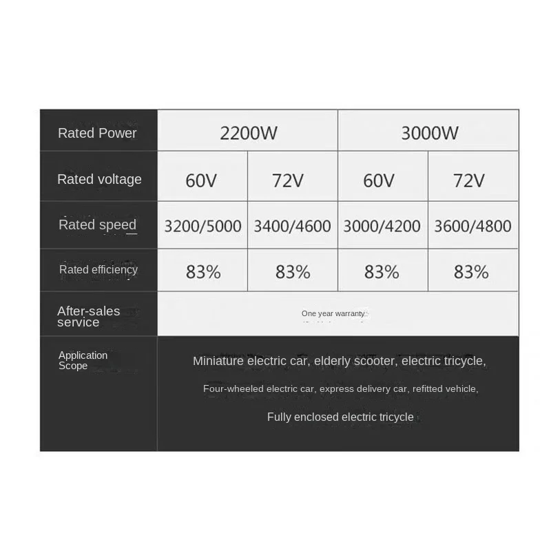 60V/72V 3000W 4600RPM permanent magnet brushless DC motor differential speed electric vehicles, machine tools, DIY Accessories Y - Image 6