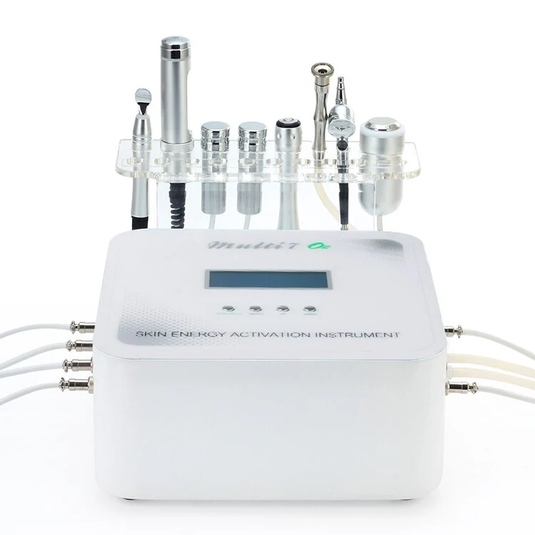 Multi 7 O2 7 in 1 diamond microdermabrasio Micro-current face lifting machine skin whitening wrinkle removal Oxgen jet skin care machine