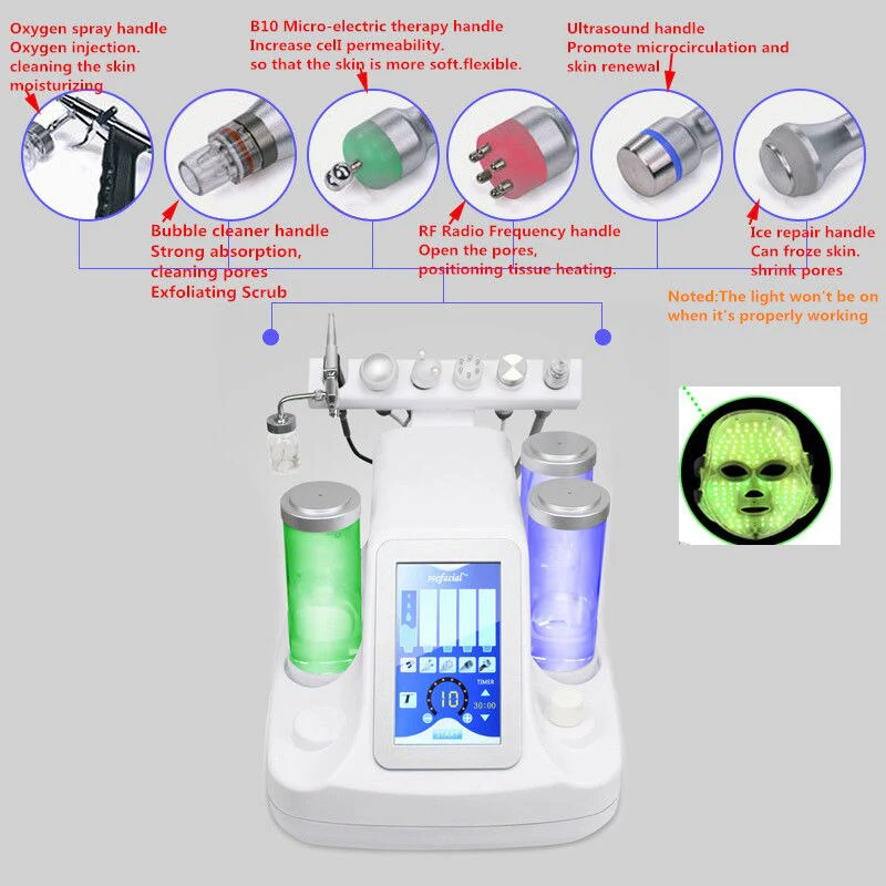 7 in 1 Vacuum Face Cleaning Dermabrasion Hydra Facial Machine Water Oxygen Jet Peel Massage Skin Care Machine RF Beauty Device - Image 2