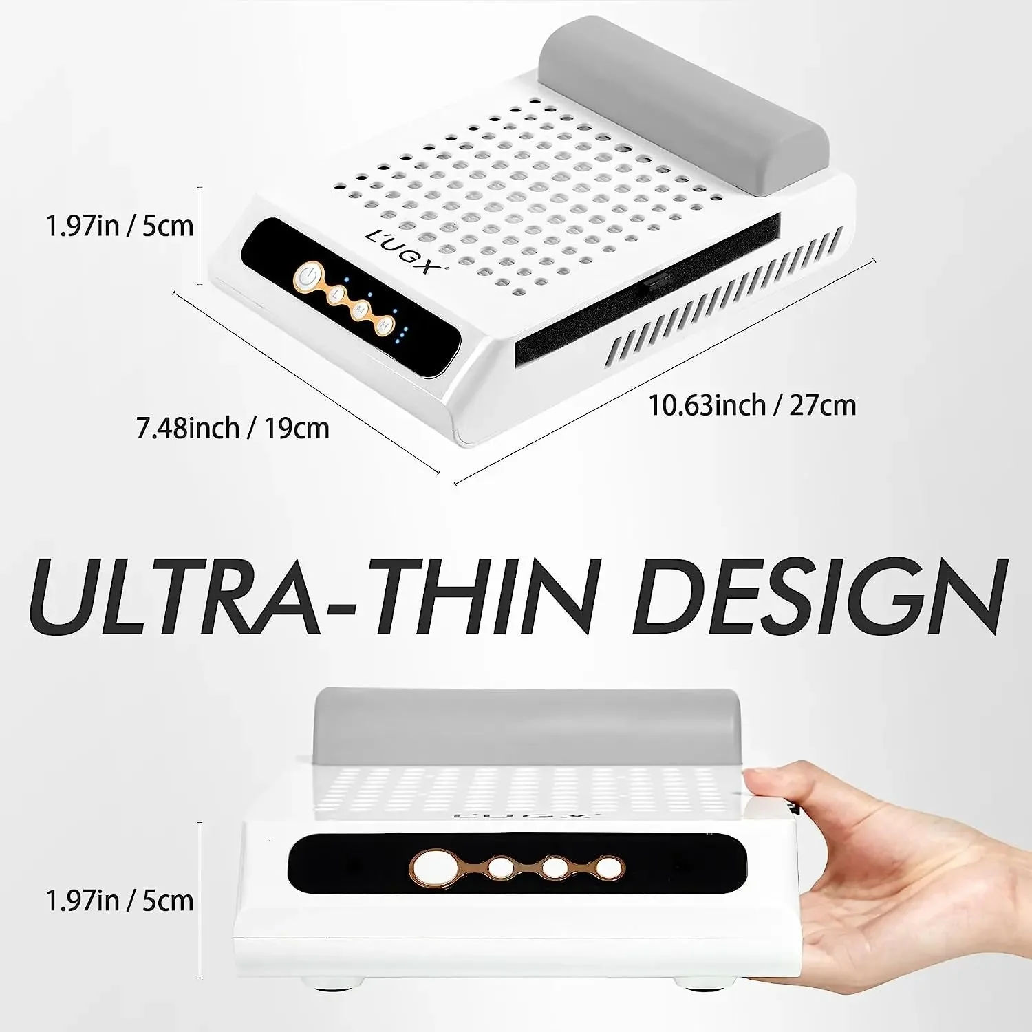 L'UGX 70W Nail Vacuum Cleaner High Power Dust Extractor For Manicure Powerful Nail Dust Collector Absorber For Gel Nails Polishing - Image 3