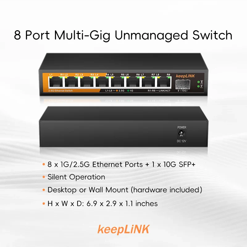 8-Port Multi-Gigabit 2.5Gbps Ethernet Network Unmanaged 2.5G Switch - Image 2