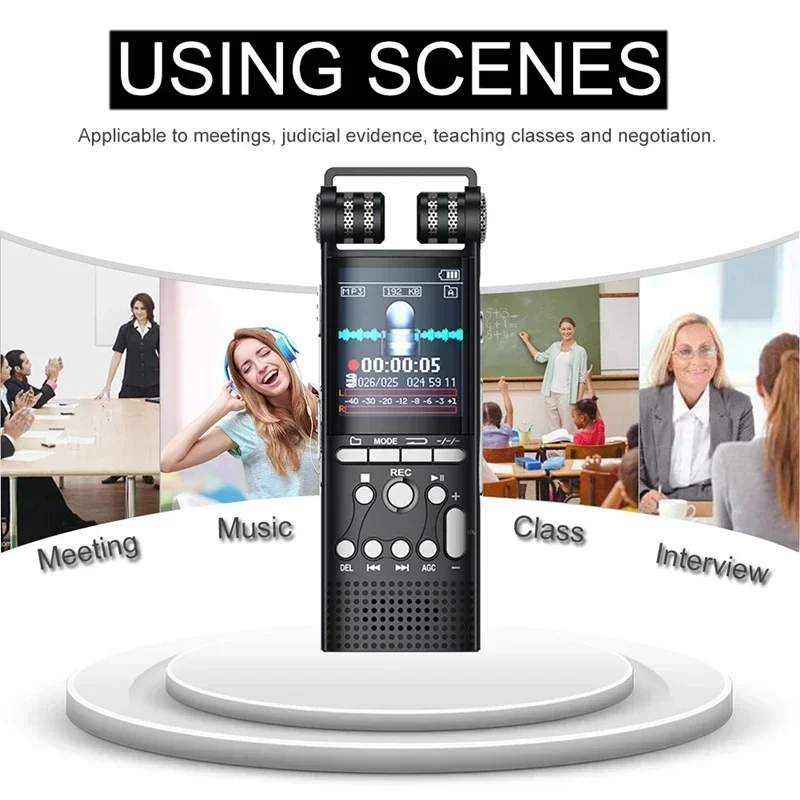 8GB/16GB/32GB Professional Voice Activated Digital Audio Recorder Usb Non-stop 100hr Recording Pcm 1536kbps External Microphone - Image 4