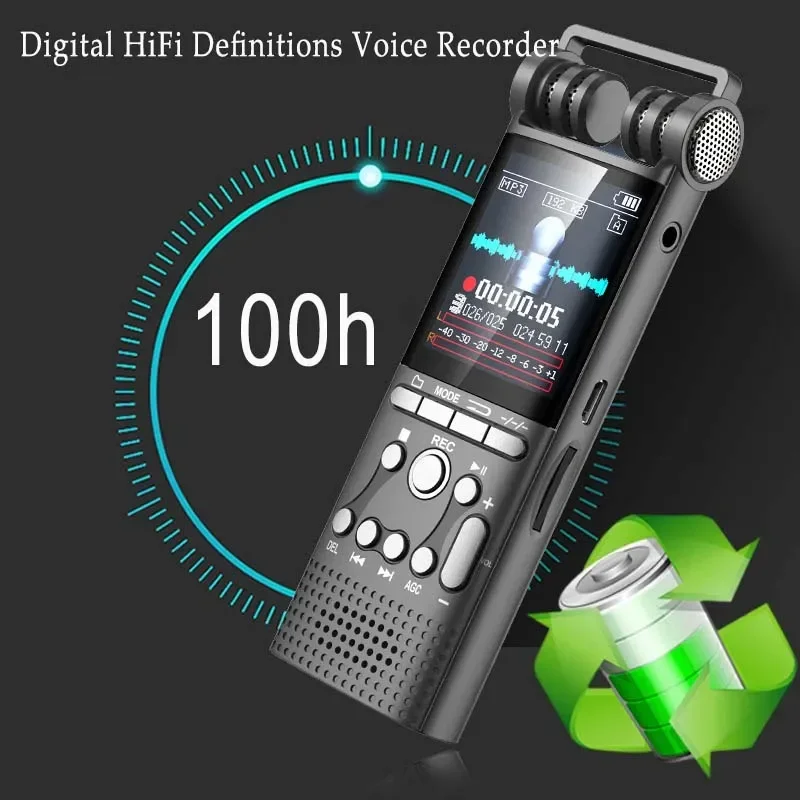 8GB/16GB/32GB Professional Voice Activated Digital Audio Recorder Usb Non-stop 100hr Recording Pcm 1536kbps External Microphone - Image 6