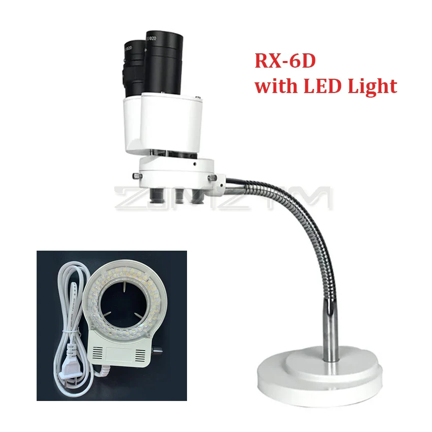 8X Stereo Microscope with LED Light Binocular Stereo Microscope Adjustable Hose for Dentist Oral Soldering PCB Repair Tool RX-6D - Image 8