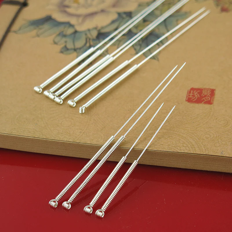 925 Sterling Silver Traditional Chinese Medicine Acupuncture Needle 10pcs/Set Size Choose Reusable Acupuncture Needle - Image 2