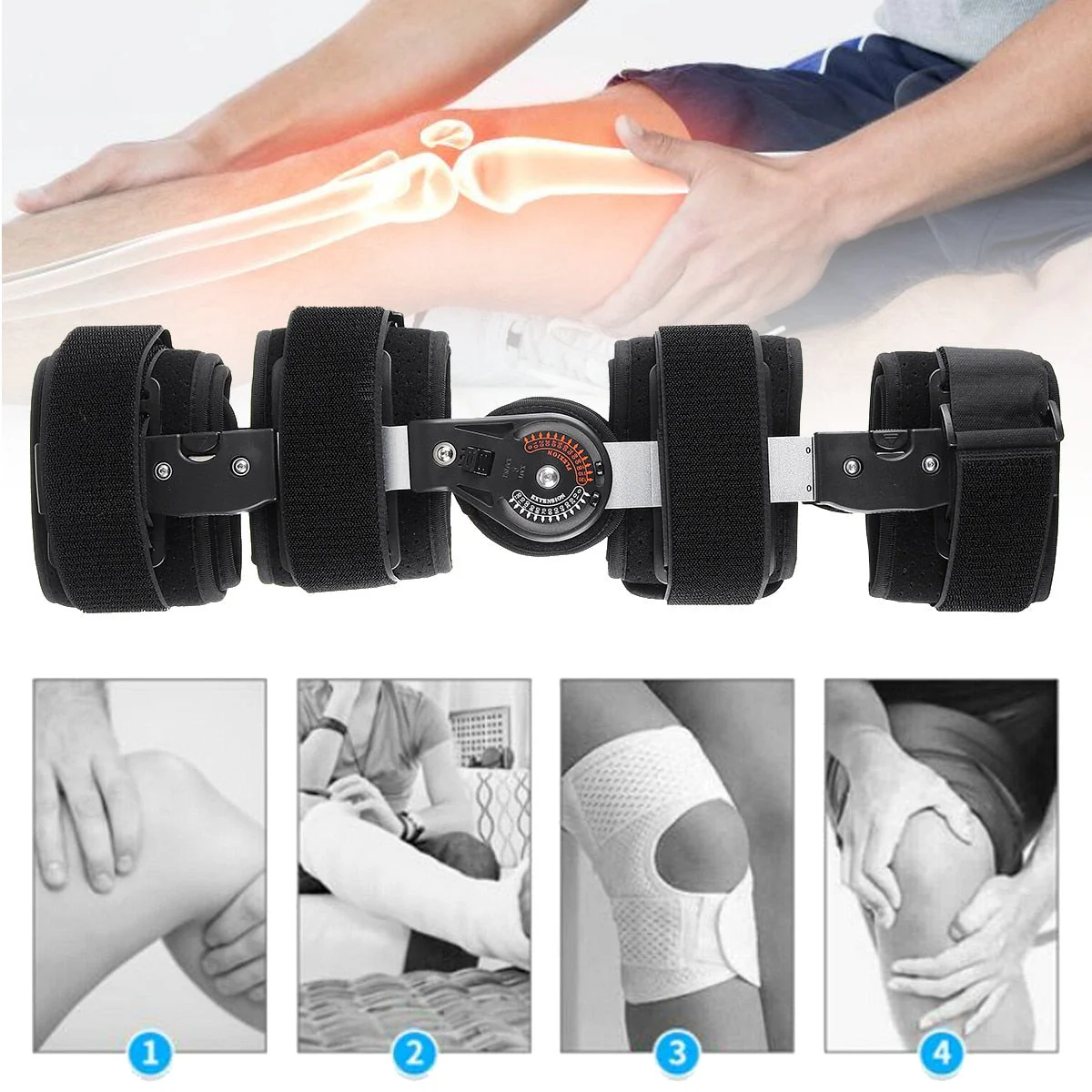 Medical Grade 0-120 Degree Adjustable Hinged Knee Leg Brace Support Protect Knee Ankle Brace Ligament Damage Repair - Image 3