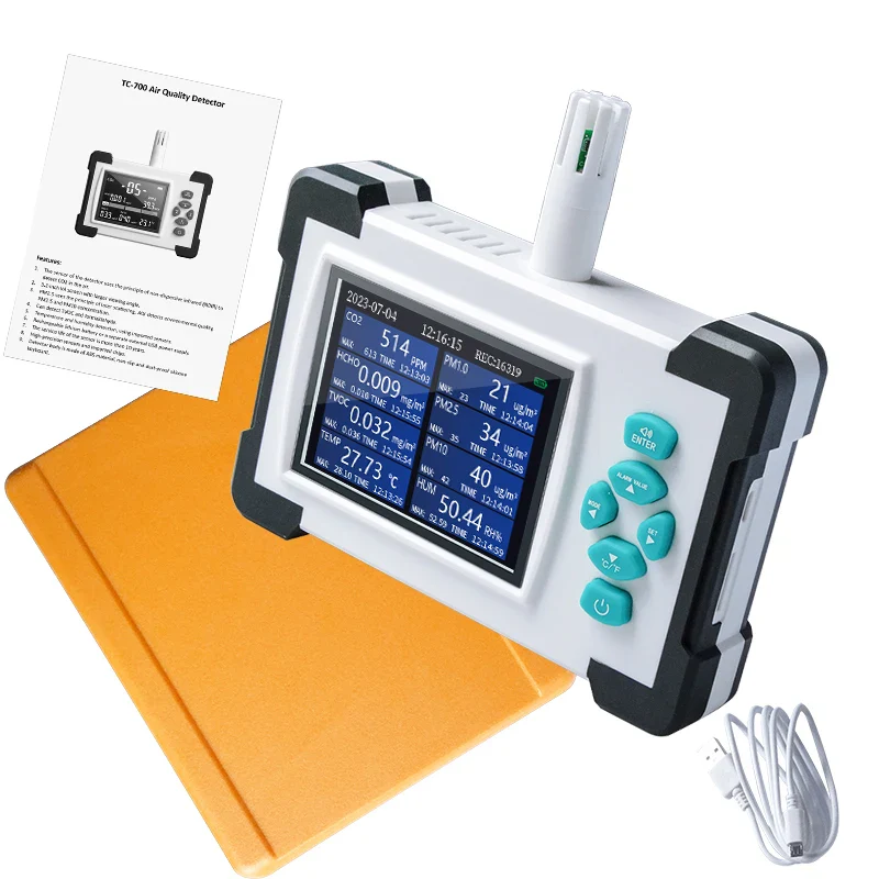 Air Quality Monitor, Portable Gas Analyzer Co2 Air Monitor Sales Detector, Hcho Pm2.5 Tvoc AQI Humitity Dust Particle Meter Tool - Image 6