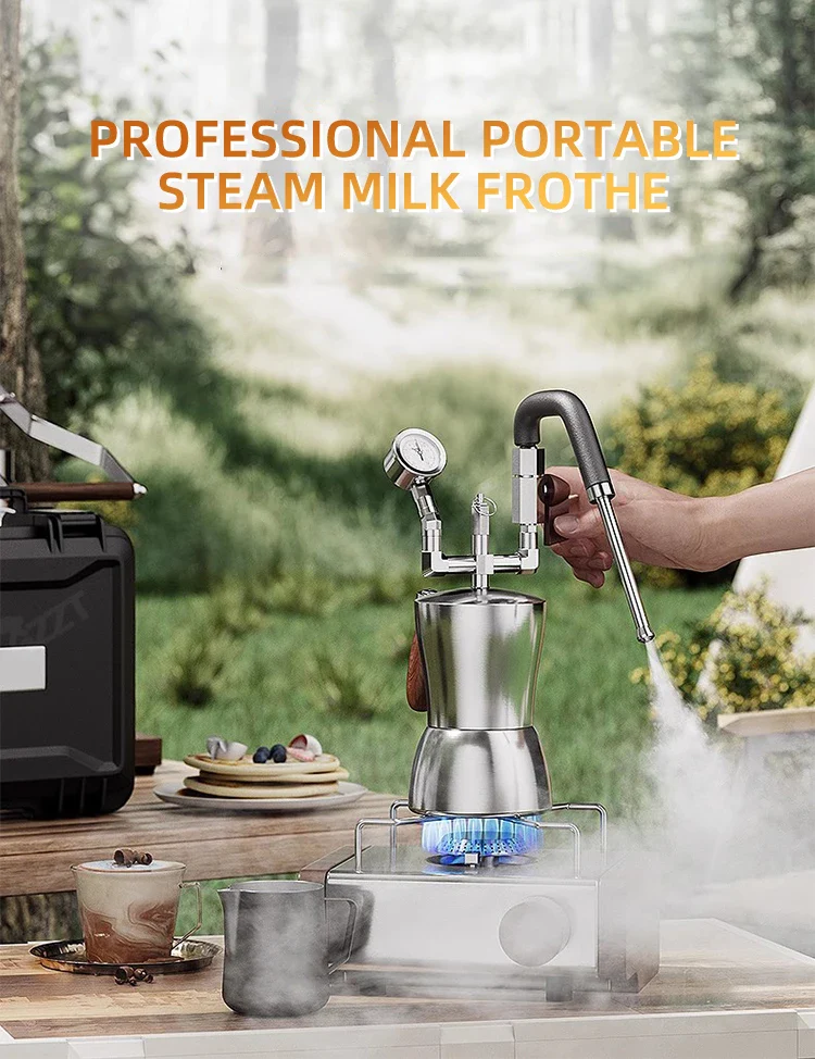 AK-74 Milk Frother with Water Vapor Separator Frothing Pitcher Stainless Steel Dry Steam Milk Steamer - Image 2