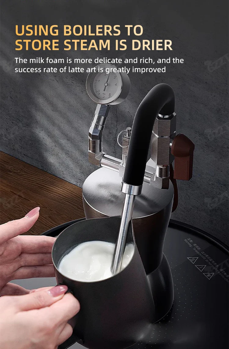 AK-74 Milk Frother with Water Vapor Separator Frothing Pitcher Stainless Steel Dry Steam Milk Steamer - Image 5